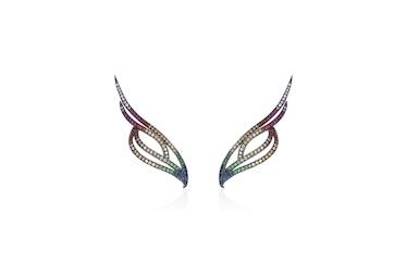 AS29 18k black and multicolored sapphire earrings
