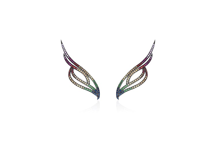 AS29 18k black and multicolored sapphire earrings
