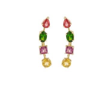 Ileana Makri 18k yellow gold and multicolored sapphire earrings