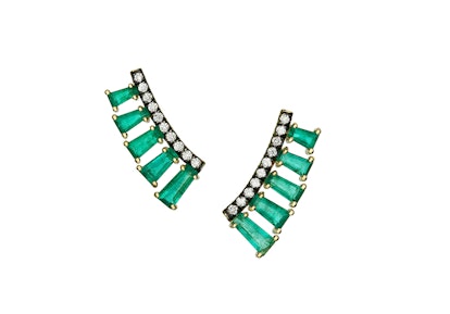 Jemma Wynne 18k gold, emerald, and diamond earrings