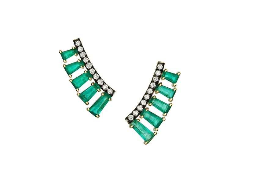 Jemma Wynne 18k gold, emerald, and diamond earrings