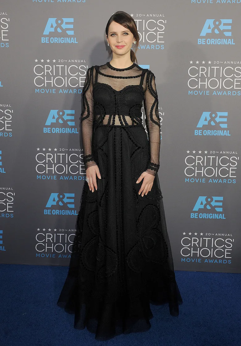 felicity jones golden globes dress Felicity Jones's Best Red Carpet Moments Emphasize the Classics