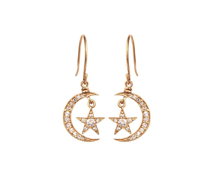Blackbird and The Snow 14k yellow gold and diamond earrings