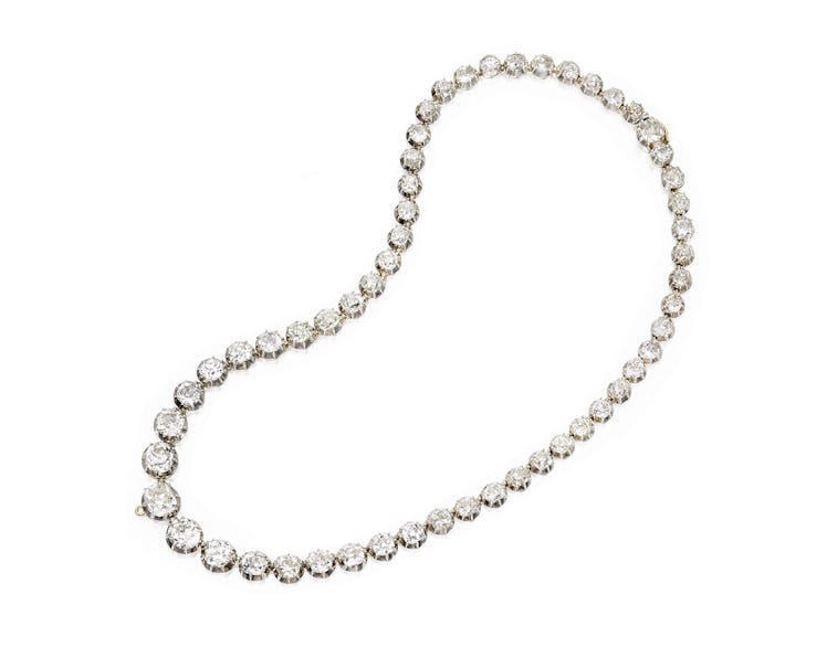 Silver, Gold and Diamond Riviere Necklace