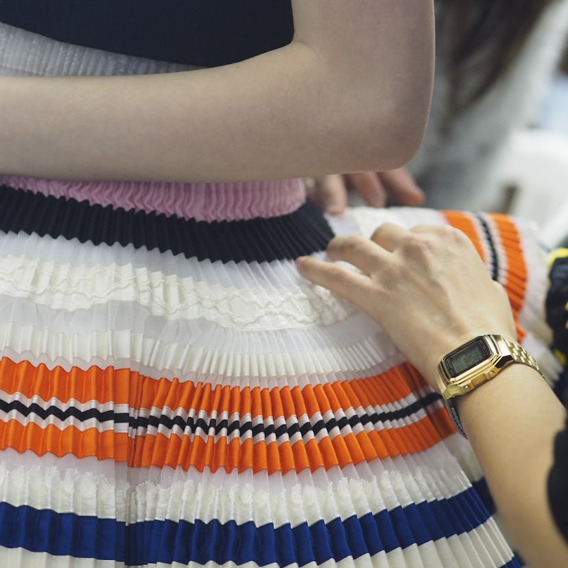 Backstage at the Dior Spring 2015 couture show