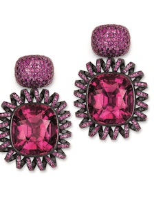 Hemmerle Hot pink sapphires and rubellites earrings