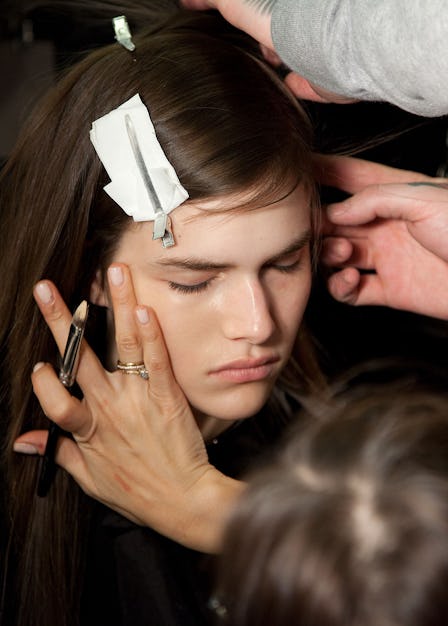 Backstage at Donna Karan Fall 2015