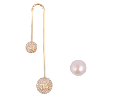 Asherali Knopfer pink gold, pearl, and diamond earrings