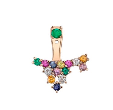 Anita Ko 18k rose gold, multi-colored sapphire, and emerald cluster earring