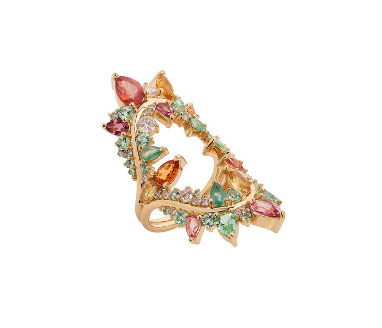 Fernando Jorge 18k yellow gold, tourmaline, sapphire, and diamond ring