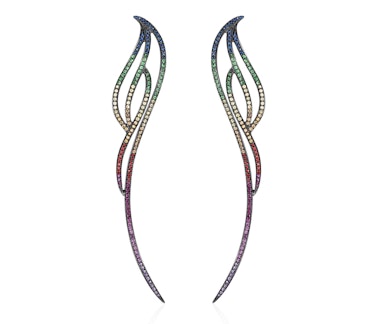 AS29 18k black gold and multi-colored sapphire earrings