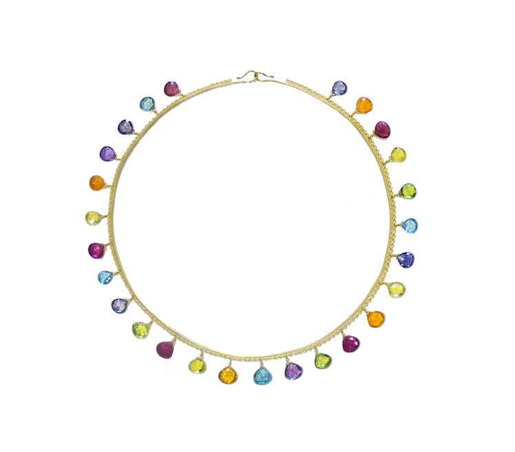 Marie-Hélène de Taillac 22k yellow gold and multicolored stone necklace