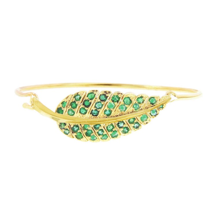 Jennifer Meyer yellow gold and emerald leaf bracelet