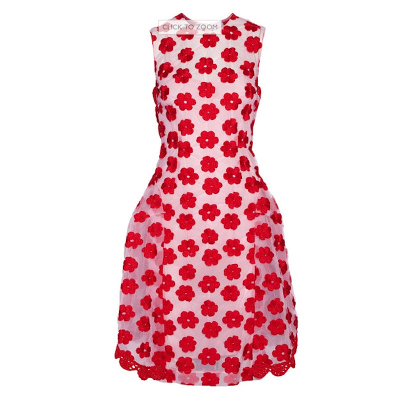 Simone Rochas crochet-trimmed floral-embroidered tulle dress