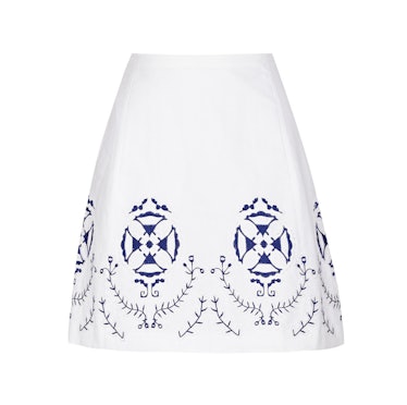 Tory Burch Cecile embroidered cotton-blend skirt