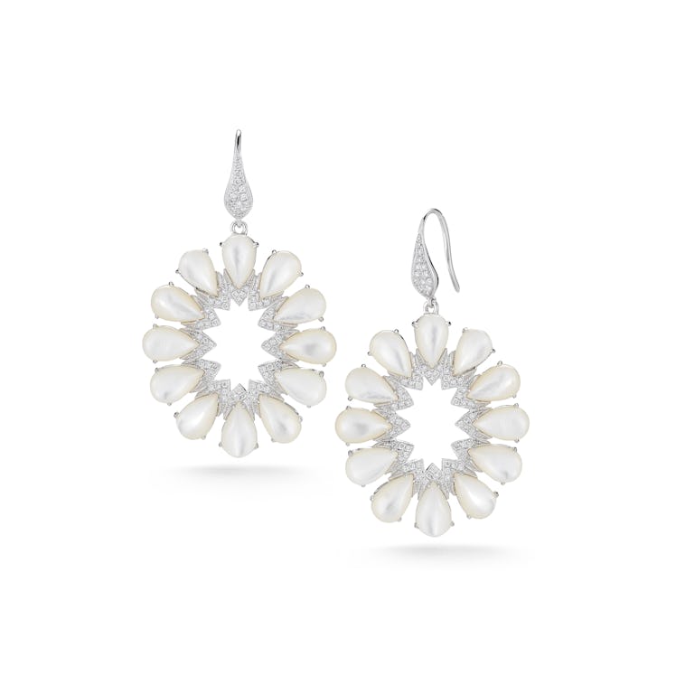 Dana Rebecca 14k white gold, mother of pearl, and diamond earrings