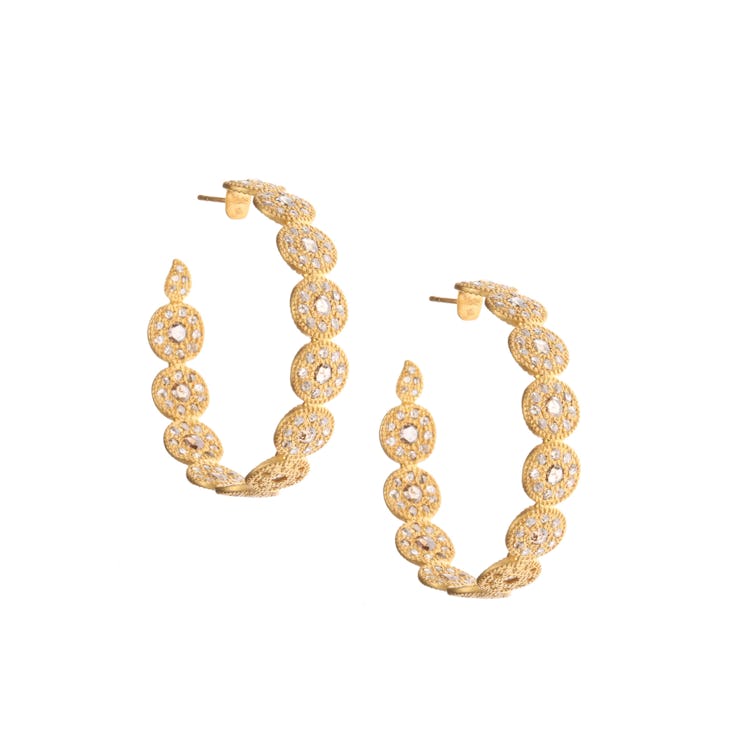 Lauren Harper Collection 18k gold and blue sapphire hoops