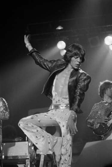 Mick Jagger performing with the Rolling Stones, 1973.