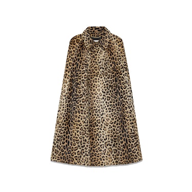 Saint Laurent Cape in Beige and Black punk leopard printed leather