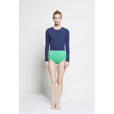 Cover Color Blocked Long-sleeved Swimsuit
