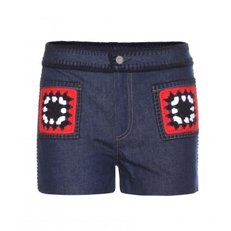 Miu Miu Embroidered denim shorts