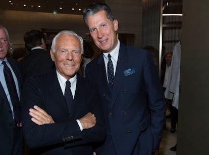 Stefano Tonchi, with Giorgio Armani