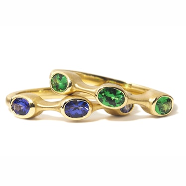 Carelle gold and blue tanzanite ring