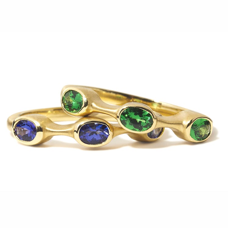 Carelle gold and blue tanzanite ring