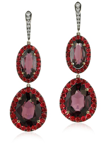 Ivy New York gold, rhodolite, spinel, and diamond earrings