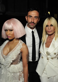Nicki Minaj, Riccardo Tisci, and Donatella Versace