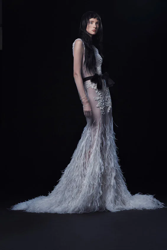 navy blue dress for baby girl Paolo Sebastian 2016 Winter Couture Wedding Dress main image 1