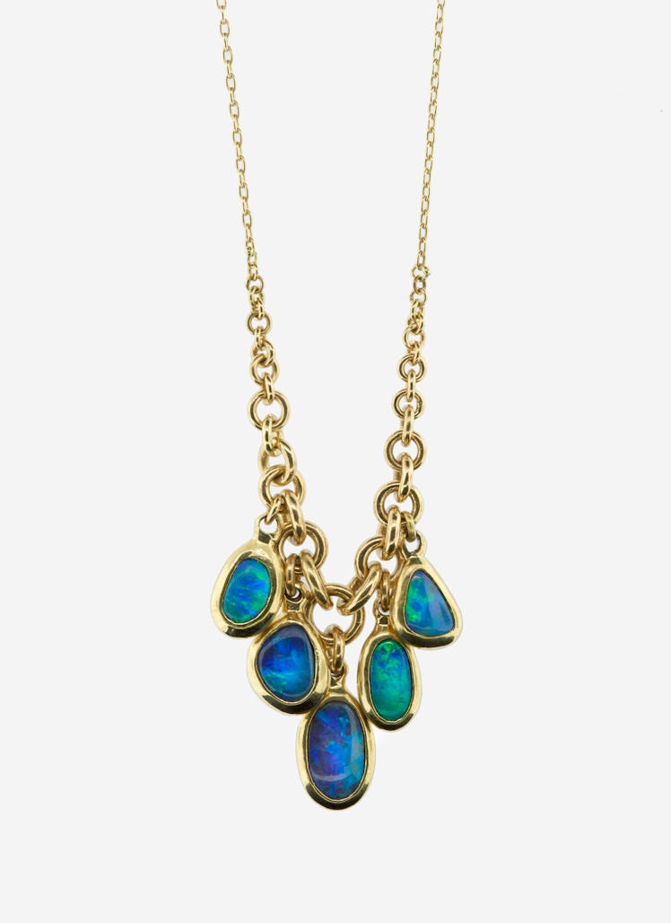 Ten Thousand Things 18K gold and black opal necklace,