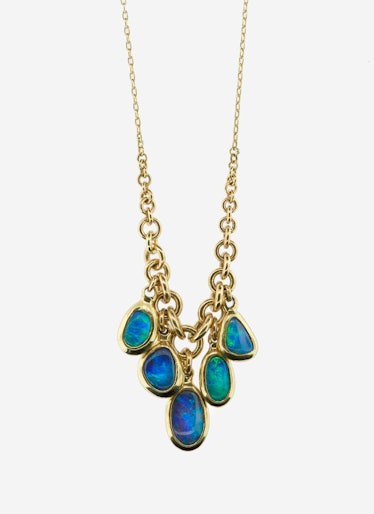 Ten Thousand Things 18K gold and black opal necklace,