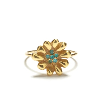 Elisa Solomon Jewelry 18K yellow gold and Paraiba tourmaline ring