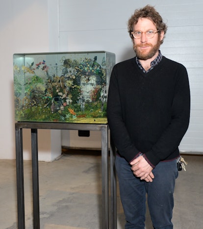 Dustin Yellin with his new piece for Ruinart