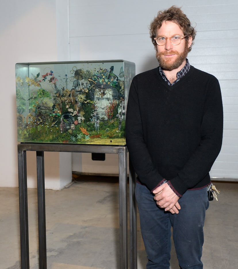 Dustin Yellin with his new piece for Ruinart