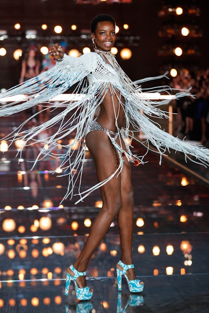 Maria Borges walks the runway at the 2015 Victoria's Secret Fashion Show in New York City on Novembe...