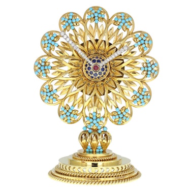 Boucheron Imperial Iranian Presentation Gem Set Gold Clock