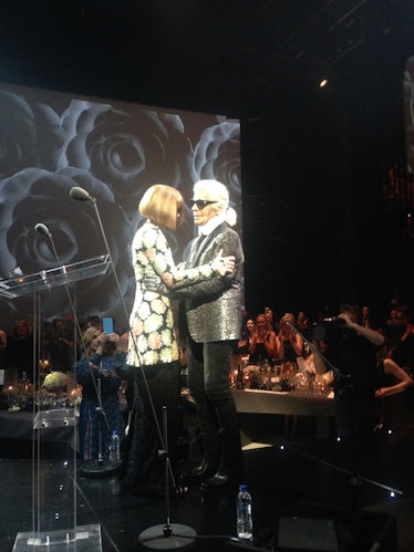 Winners if the Best Hug of the night Karl Kagerfeld and Anna Wintour