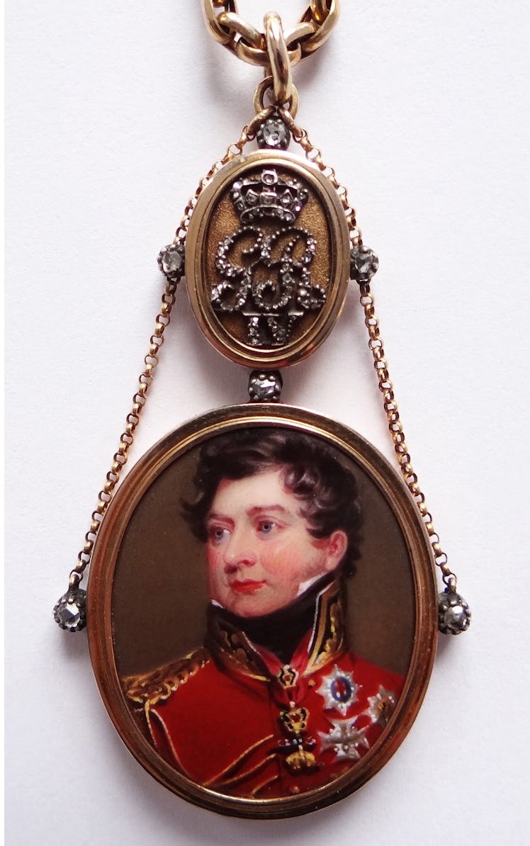 Elle Shushan Henry Bone RA enamel portrait of George IV as PrinceRegent after Lawrence set in gold +...