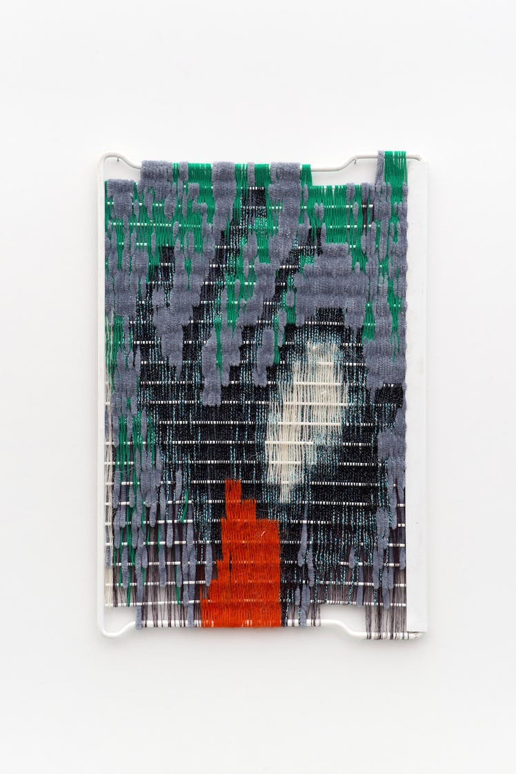 Zoë Paul_Hand Sign C_2015_wool and thread on found fridge grill_45x30 cm_Courtesy The Breeder