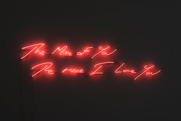 Tracey Emin, The more of you the more I love you, 2015 - Coral pink neon, 45.5 x 181.5 cm - Galleria...