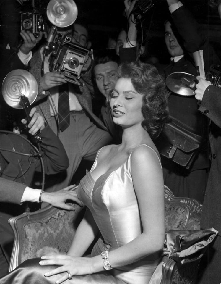 Sophia Loren at a press conference in 1955.