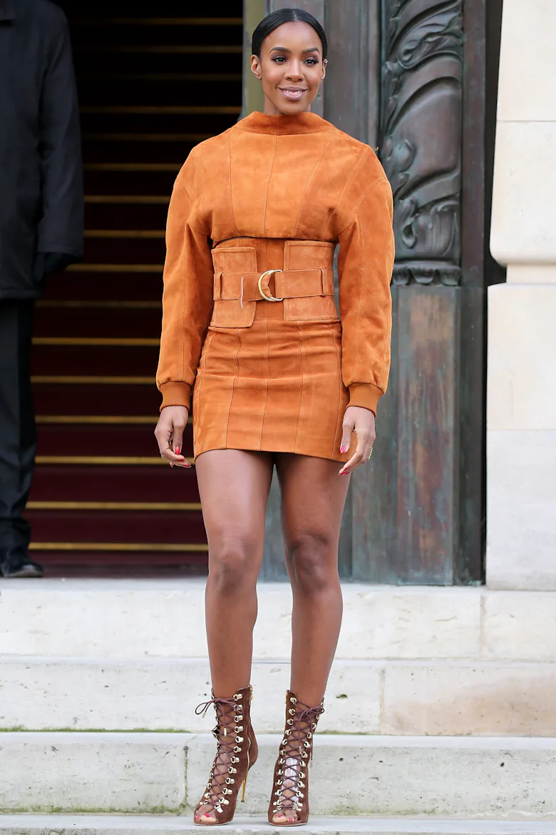 kelly rowland brown dress Girls Night Out in Paris