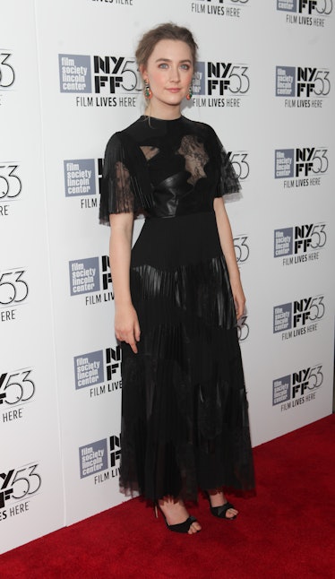 Saoirse Ronan wearing a black dress at the premiere of Brooklyn at the 53rd annual New York Film Fes...