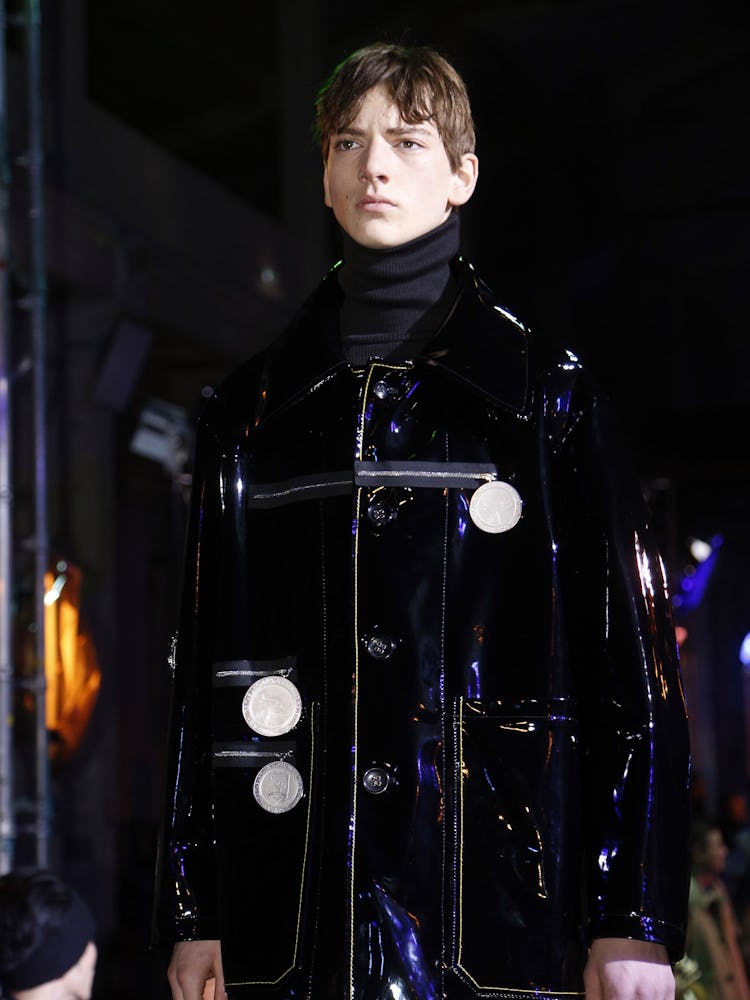 A model in a look from Raf Simons' Spring 2015 Collection