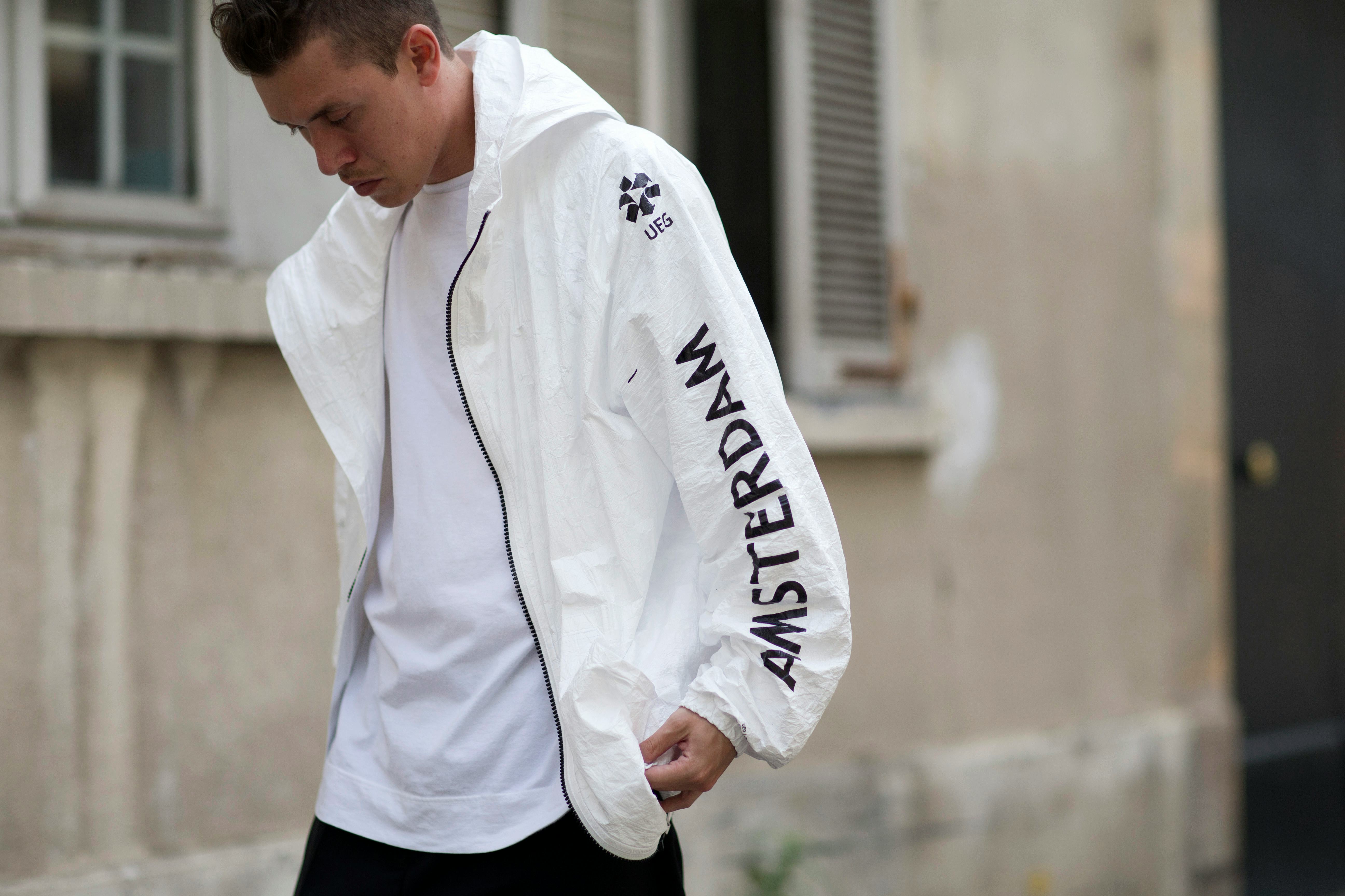 White windbreaker outlet outfit