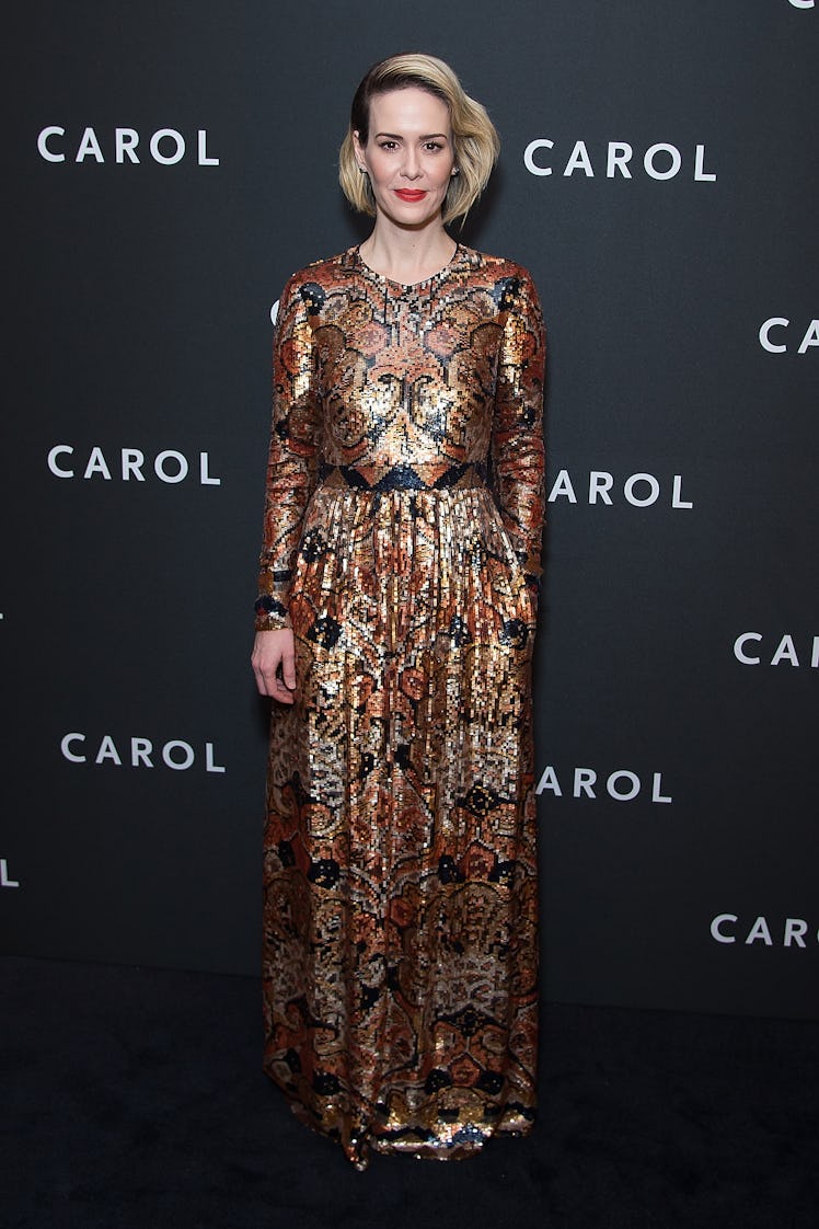 Actress Sarah Paulson attends the "Carol" New York premiere at Museum of Modern Art on November 16, ...