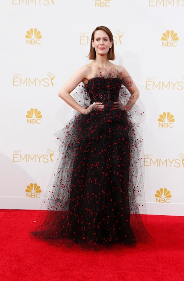 Actress Sarah Paulson arrives at the 66th Annual Primetime Emmy Awards at Nokia Theatre L.A. Live on...