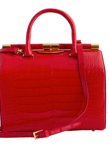 Tyler Alexandra Jamie large crocodile bag in red, $10500, [tyleralexandra.com](http://shop.tyleralex...